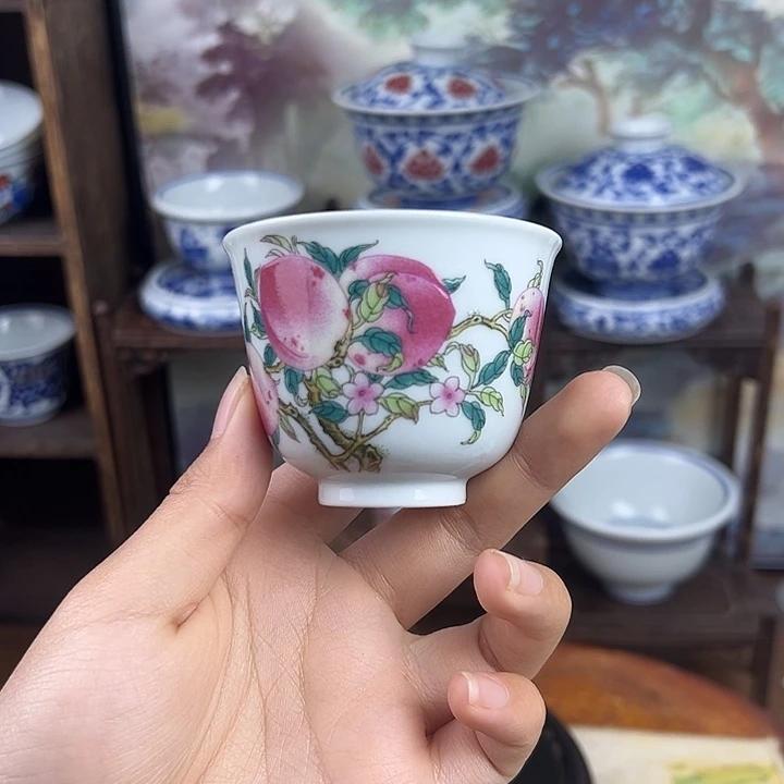 陶杯子桃子铃铛杯