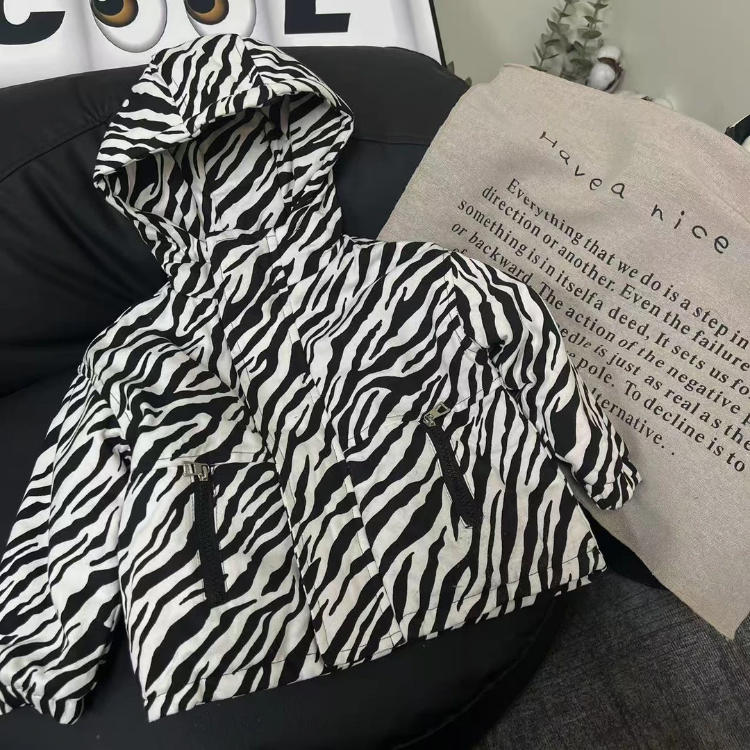 L425韩版斑马纹夹棉外套