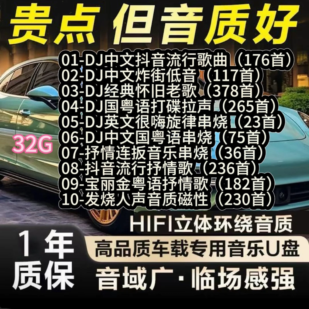 32g无损音乐车载U盘2025【Dj无损黑胶唱片音质】不分车型即插即用