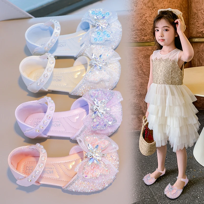 女童凉鞋蝴蝶结公主鞋儿童网红时尚宝宝夏季软底小童小女孩