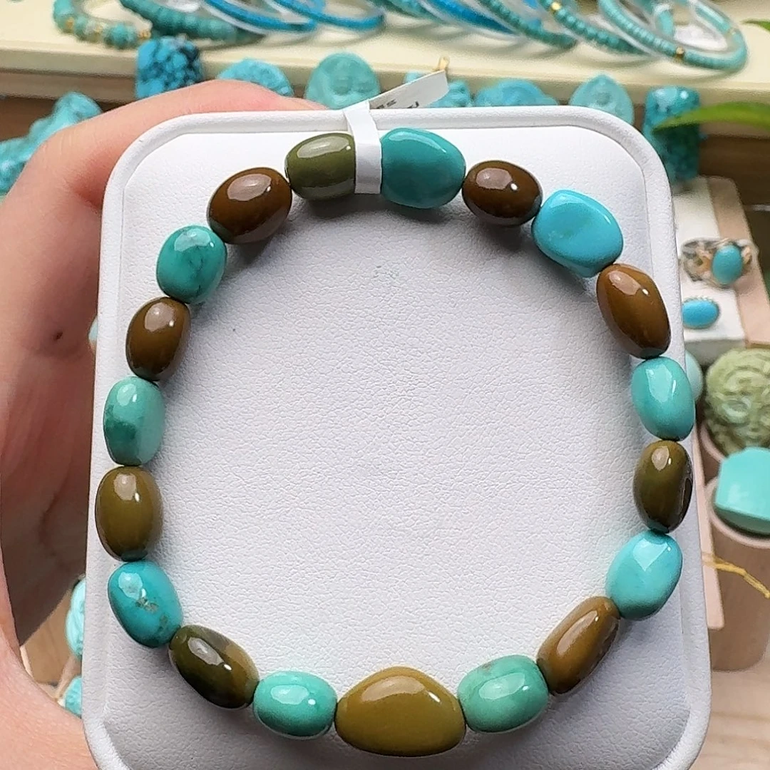 绿松石未镶嵌高瓷绿特色糖豆手串10