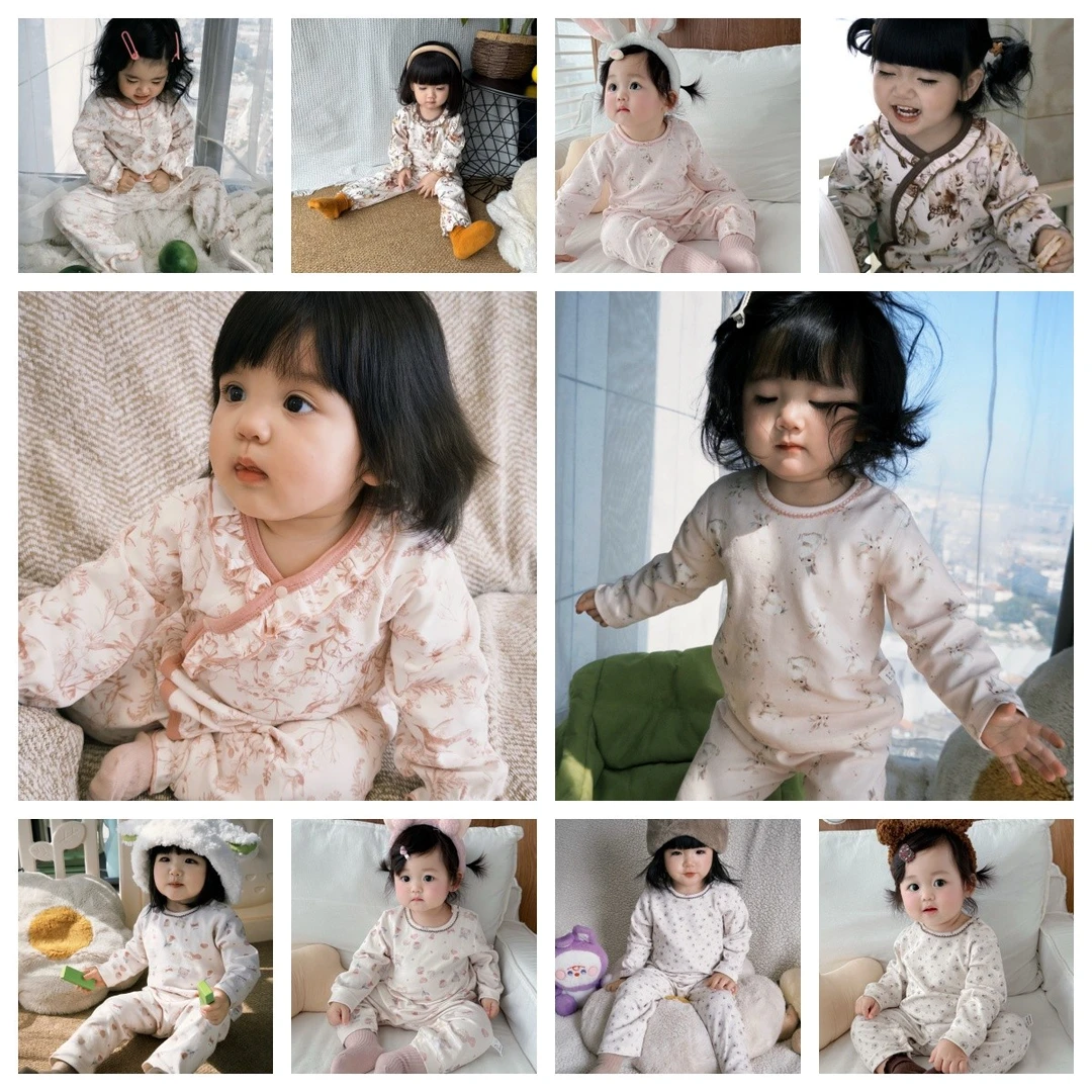 甜粿家 | 原创集合A类婴童秋冬双面保暖打底家居服无骨爬服分体套