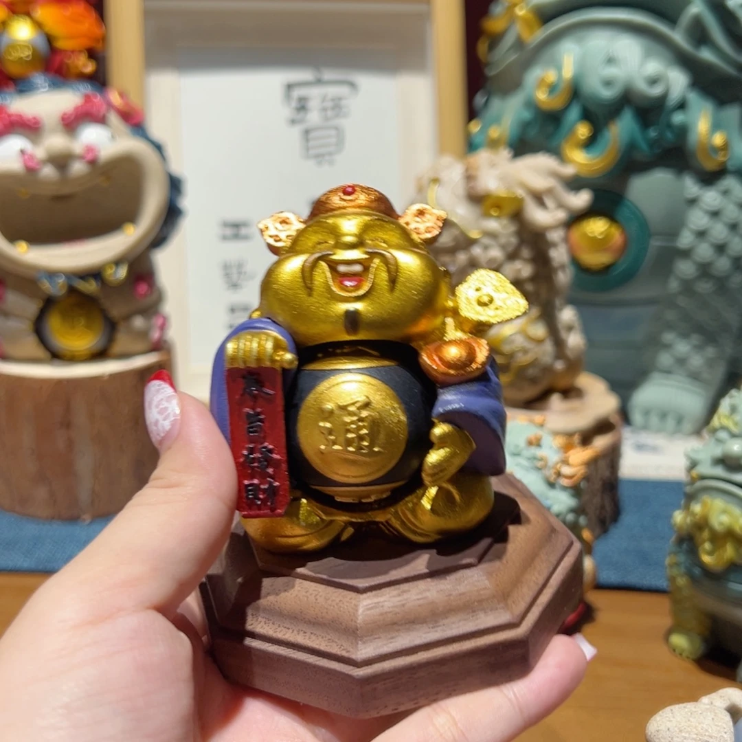 磊***贸金色财神爷+八角底座