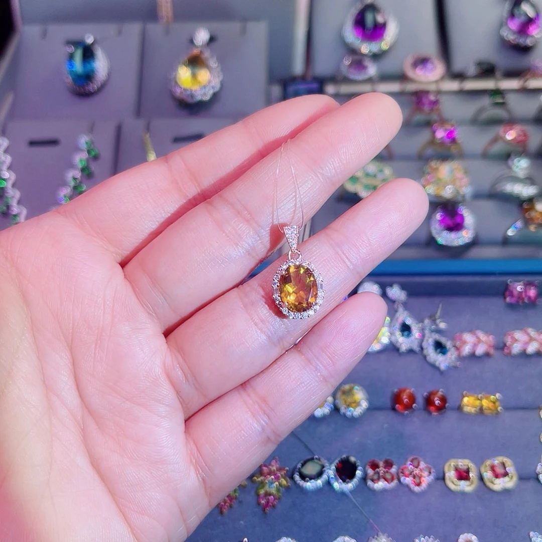 吊坠(赠链)银S925镶嵌黄晶