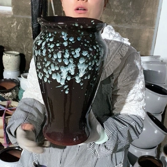 紫砂花盆瑕疵口17高30
