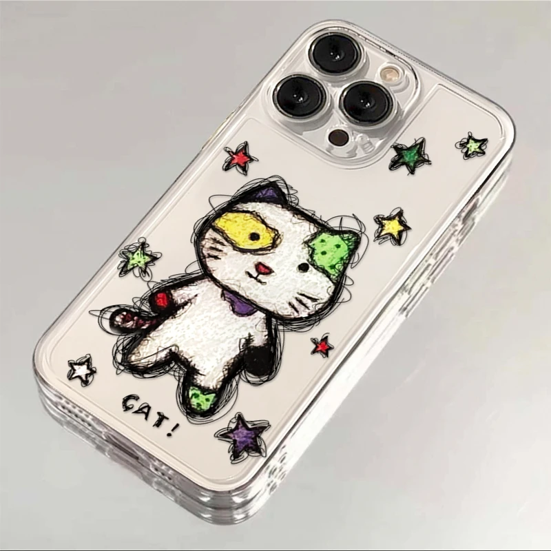 奥菲顿潦草猫咪小怪适用iPhone16苹果手机壳oppo华为小米15vivo套