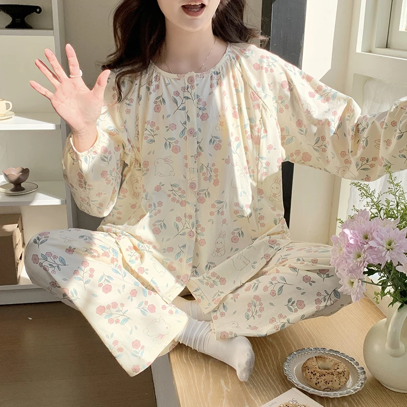 超宽松月子服夏季产后睡衣纯棉哺乳衣薄款吸汗空调房月子套装