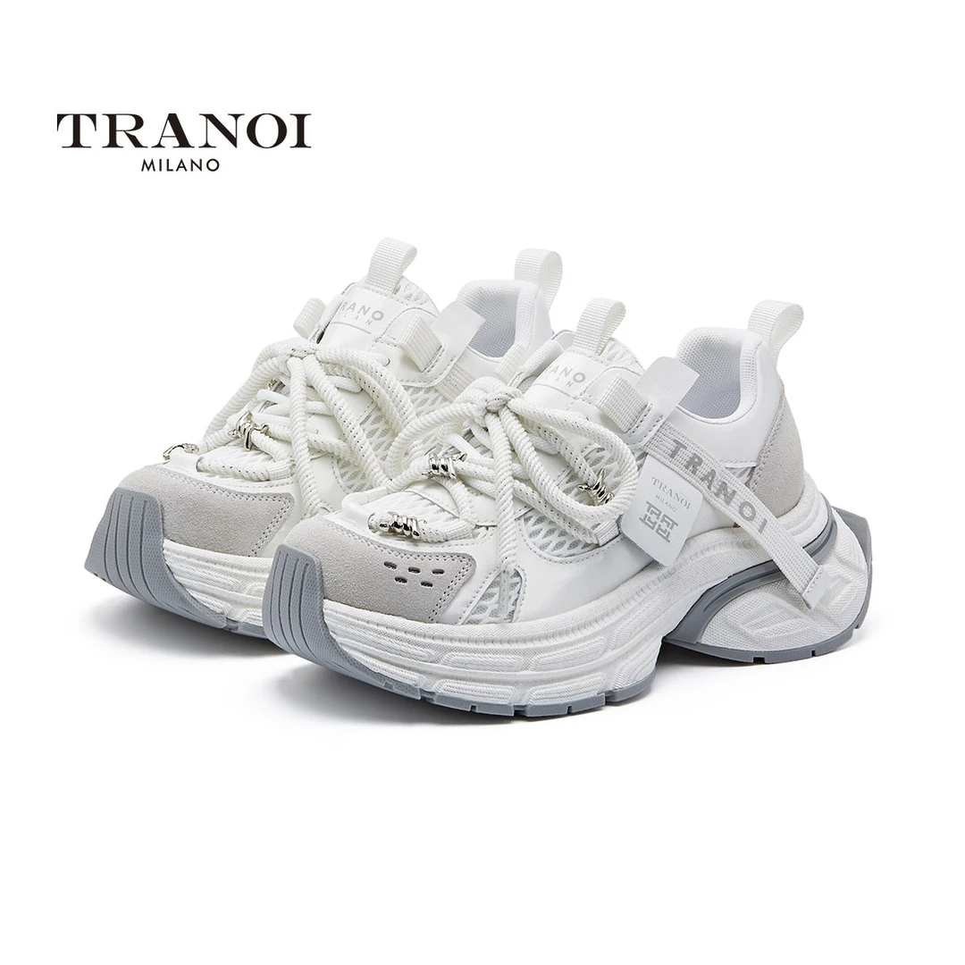 TRANOI特诺伊 增高厚底老爹鞋女夏季网面透气时尚休闲运动潮鞋