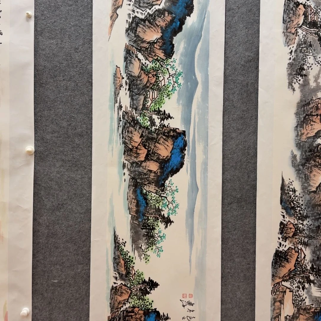 国画李建海四尺对开山水