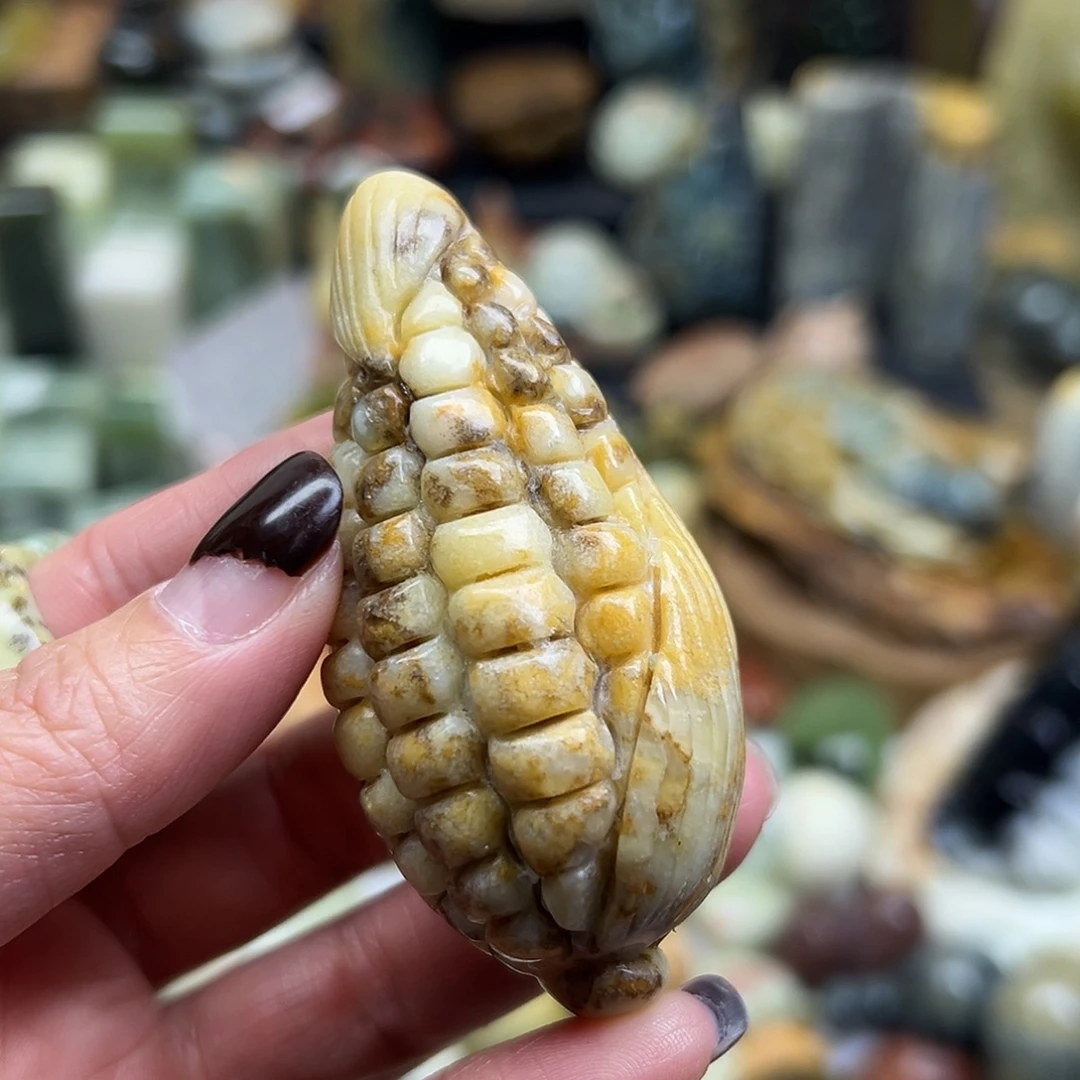 岫玉未镶嵌颈饰辽阳料水草玉米手玩