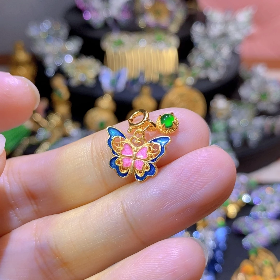 吊坠(不含链)银S925镶嵌翡翠