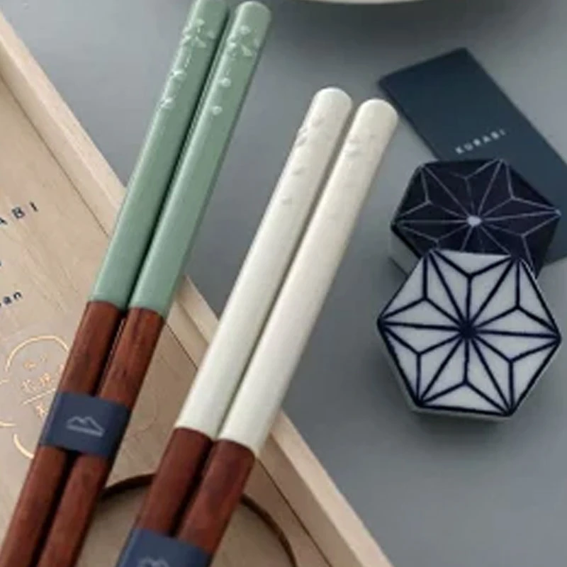 利快日本进口和韵马拉斯木家用送礼伴手礼十花礼盒筷子木筷筷托