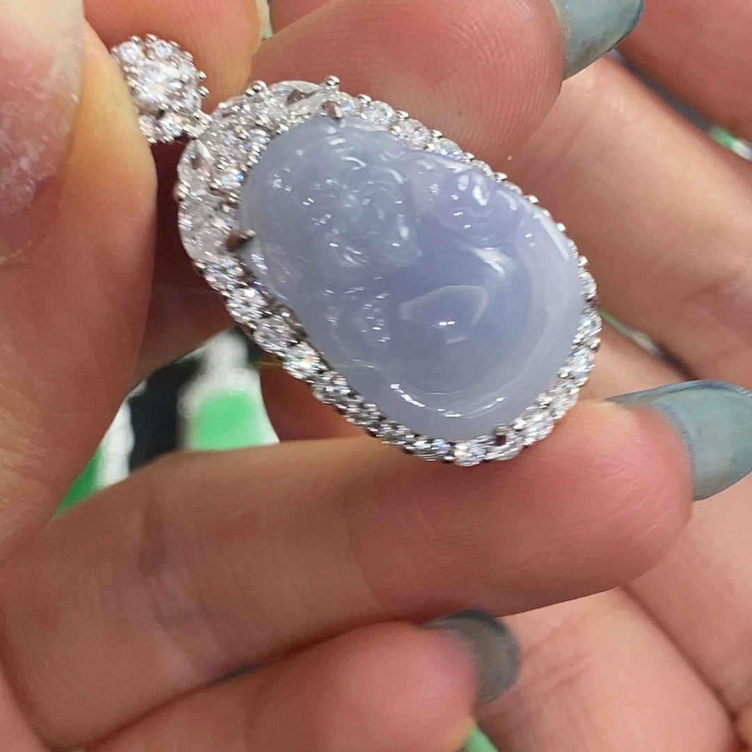 翡翠银S925镶嵌颈饰天然翡翠