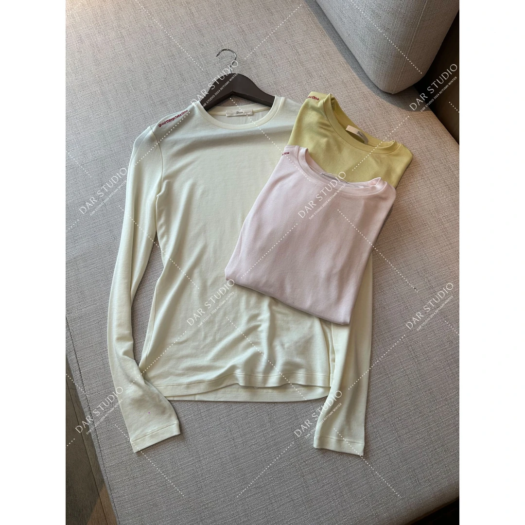 DAR STUDIO 深圳货【彩虹方糖】 2025早春莱赛尔刺绣简约T恤86612