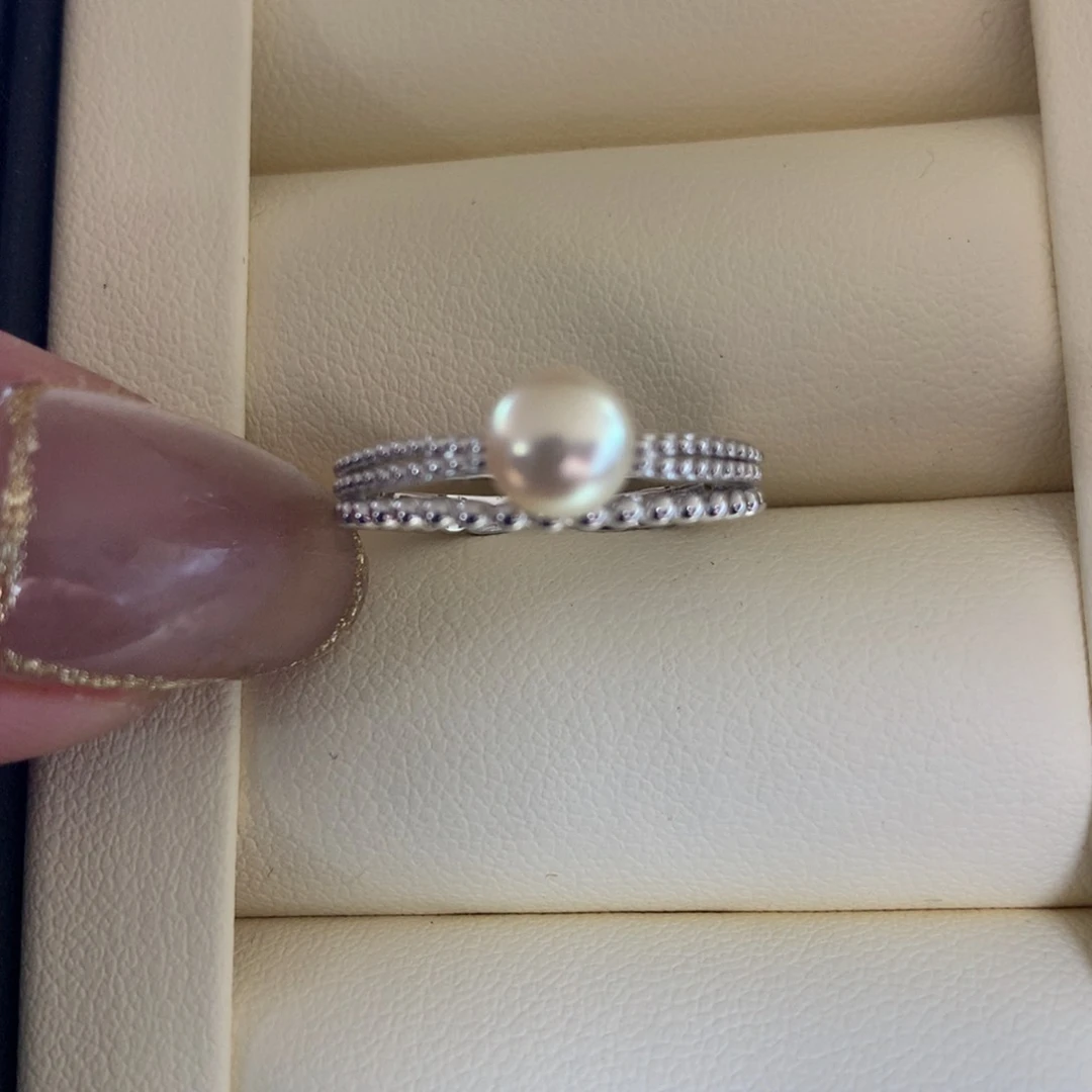 银S925镶嵌海水珍珠戒指