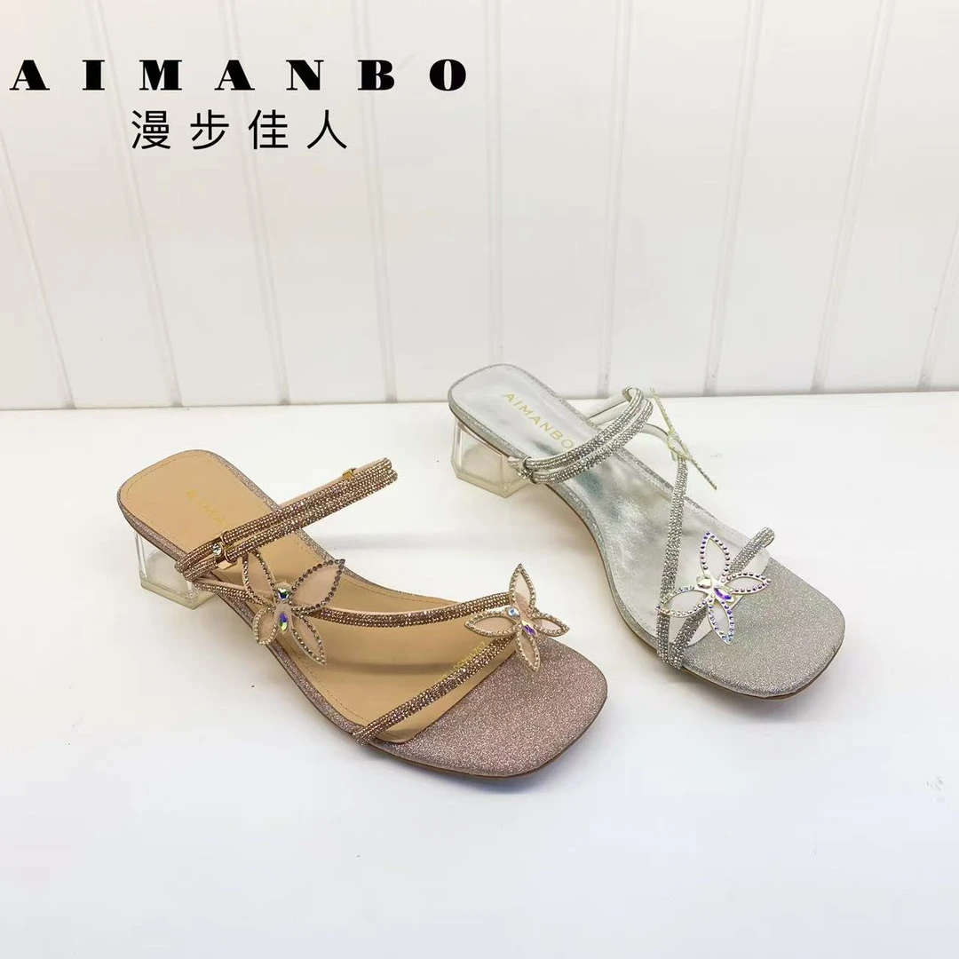 漫步佳人2321 44504气质仙女两穿凉鞋时尚女士粗跟时装
