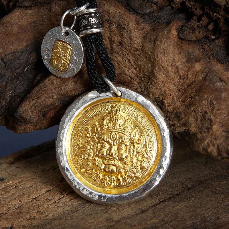 足银银制品 【50克-黄财神-贴金款】古法贴金手工黄财神999足银款