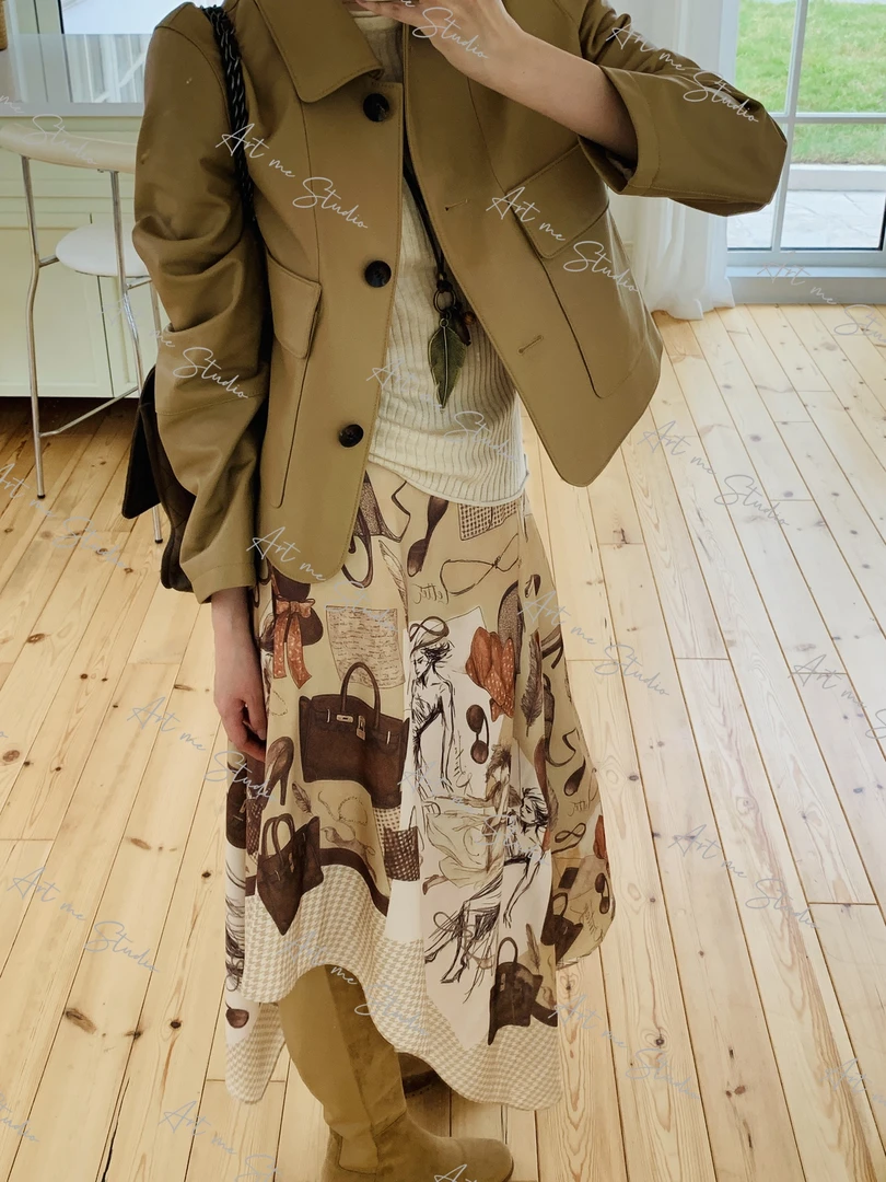 画报斜裁不规则一体式小众极简点睛搭配必入半身裙w1854w1