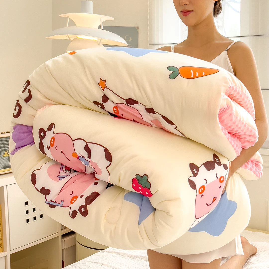 豆豆绒被子秋冬款冬被加厚保暖双人被宿舍专用秋冬大被子学生被芯
