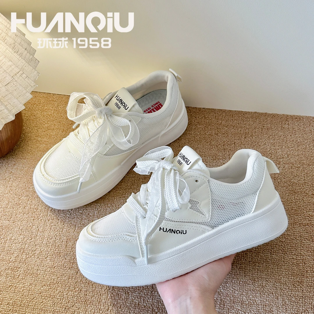 厚底板鞋女夏季新款网面透气小众女鞋欧若风百搭休闲学生板鞋鞋子