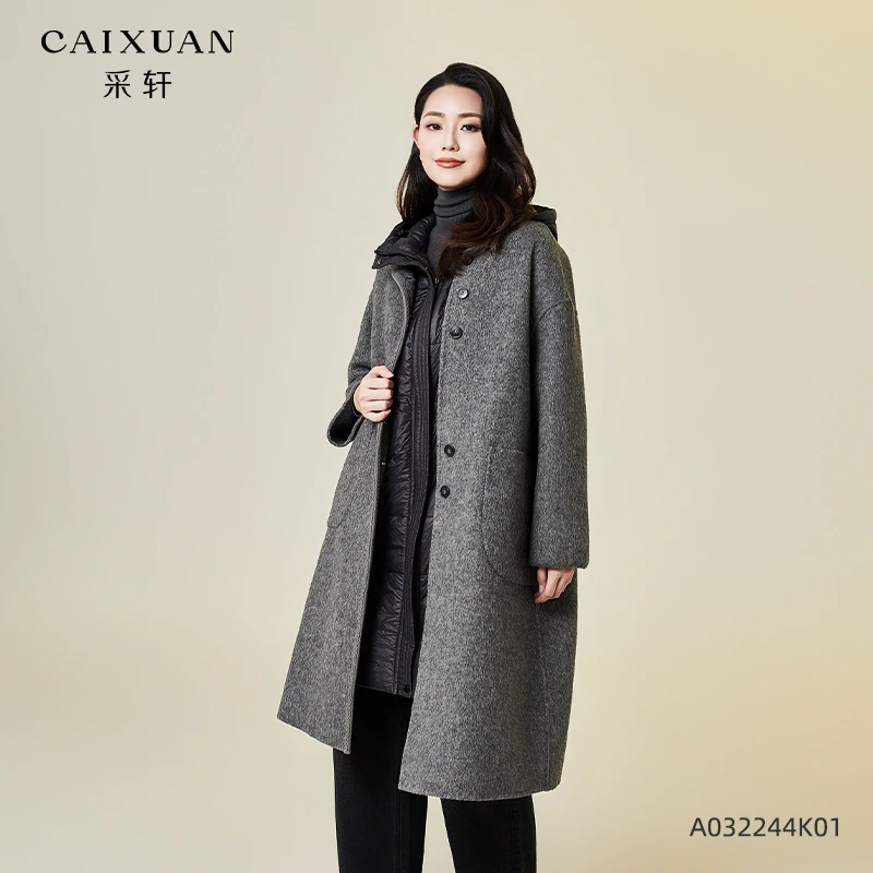 采轩冬季新款两家套新雪丽棉服大衣