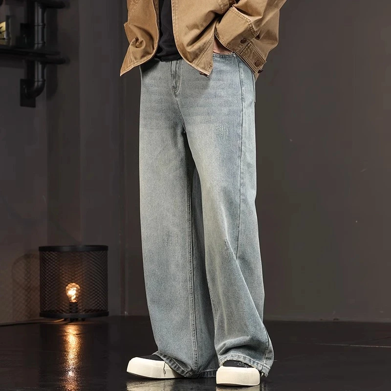 Cebrodz牛仔裤男士春夏新款百搭直筒加厚休闲宽松直筒水洗