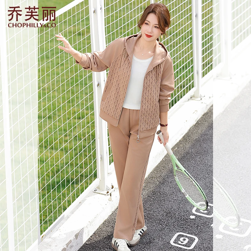 妈妈运动服套装春秋大码2025新款中老年女春装外套洋气休闲两件套