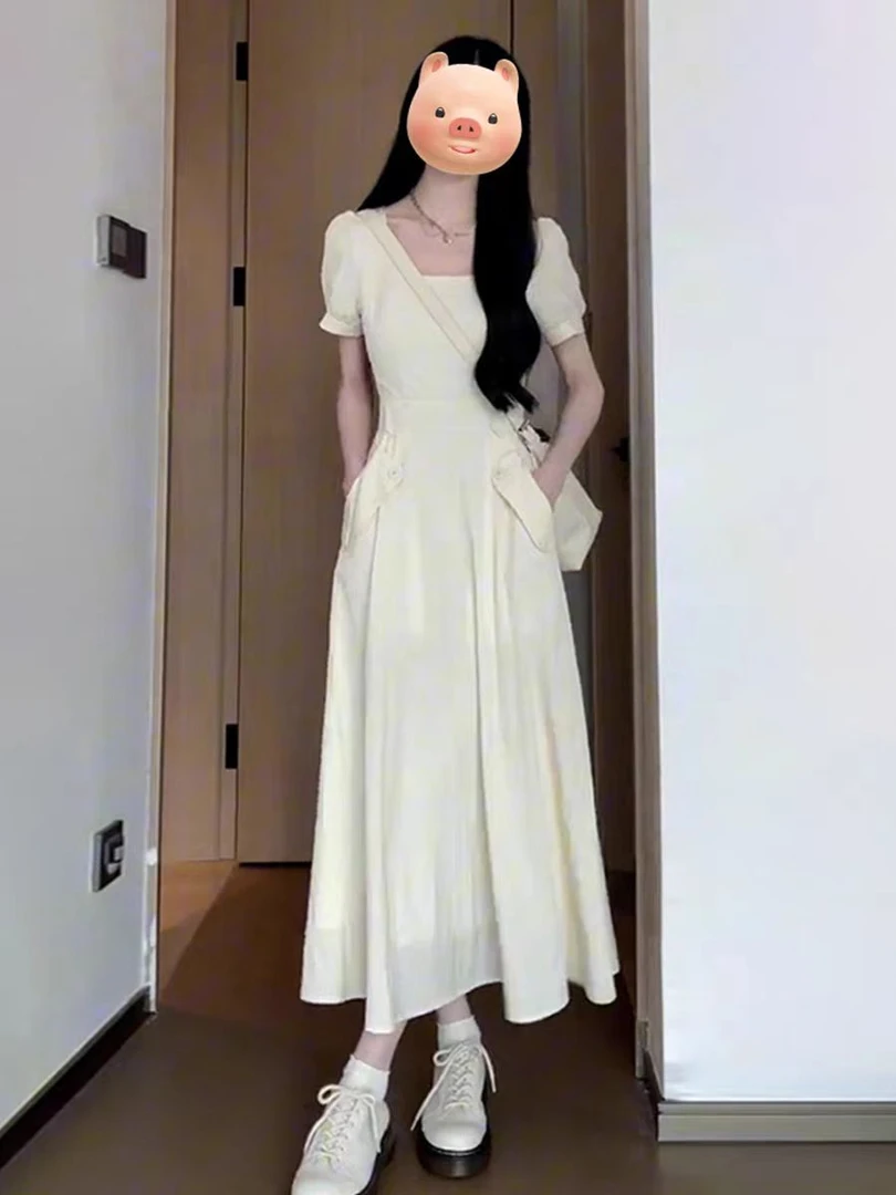 【筱安】【有内衬】法式白色连衣裙女夏季2025新款子茶歇显瘦1585