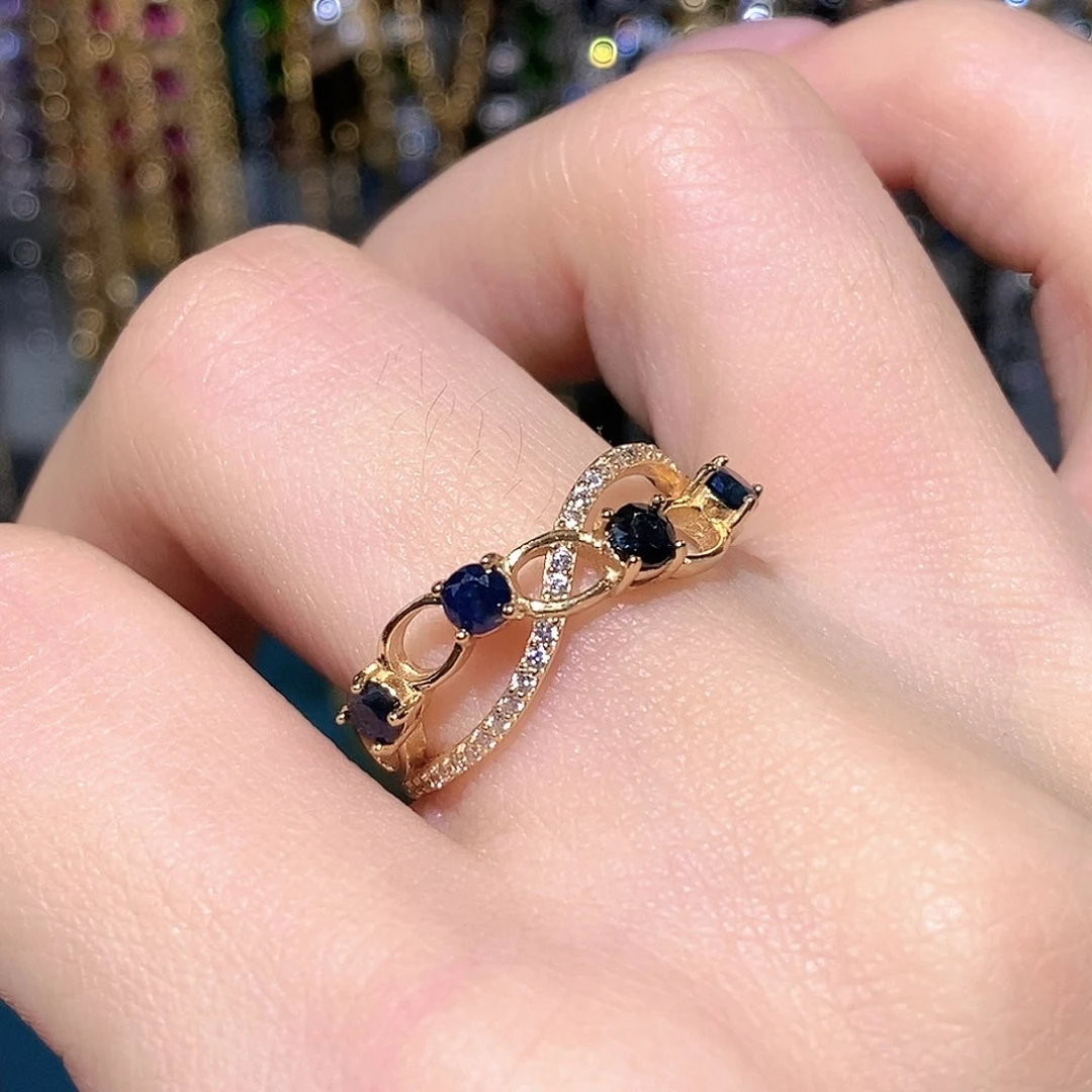 戒指蓝宝石银S925镶嵌天然蓝宝石