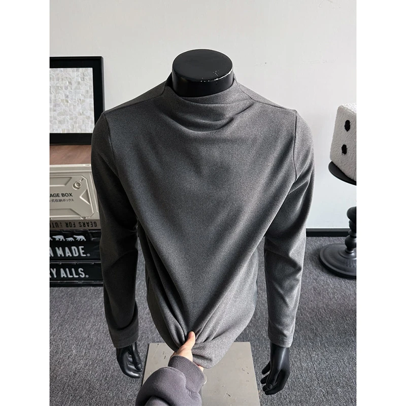 不规则解构德绒打底衫男款秋冬季美式潮牌高级感重磅内搭长袖t恤