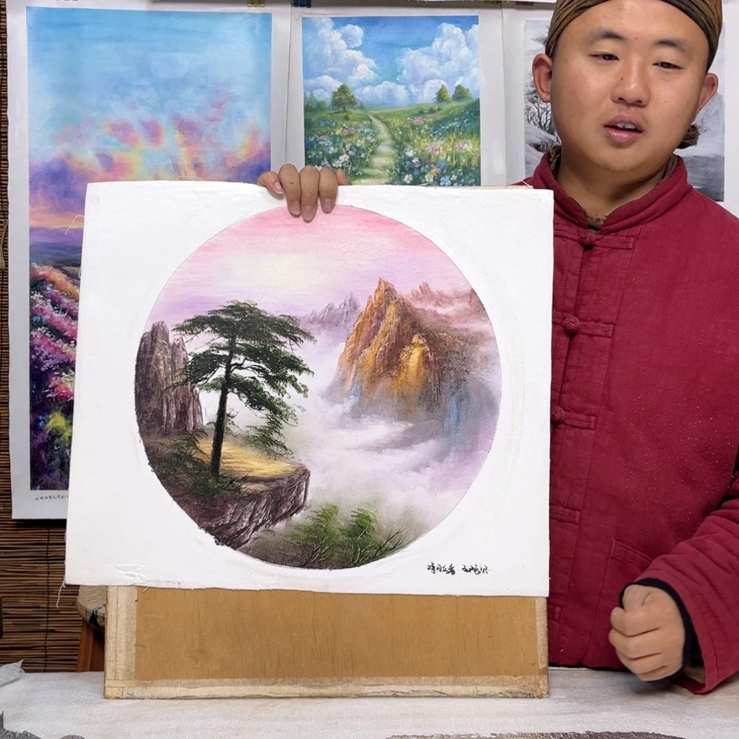 油画行路人小院绘画作品竞拍