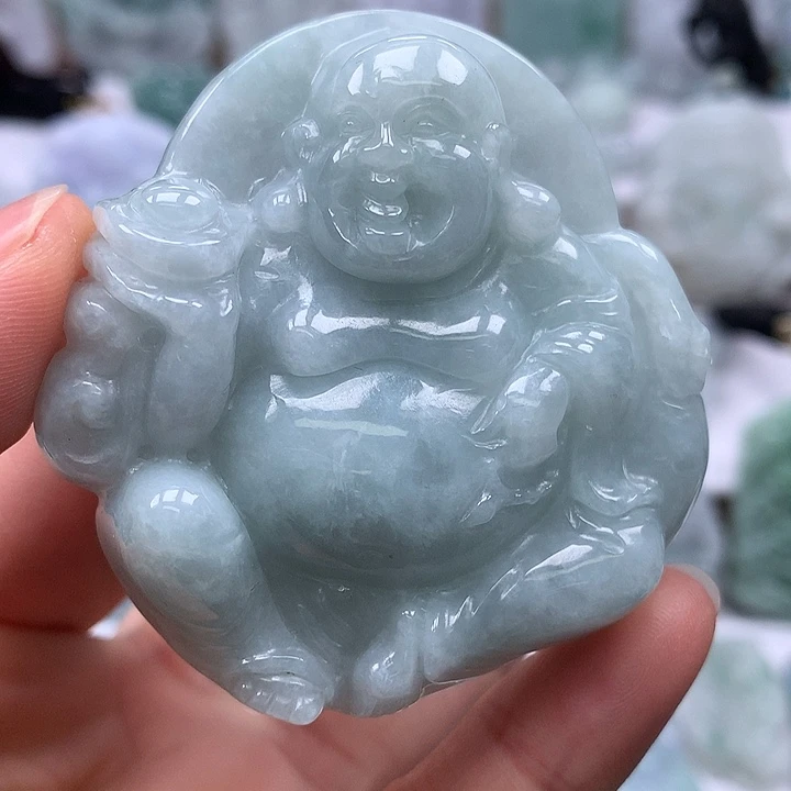 翡翠未镶嵌颈饰逍遥佛卡厚装12.6