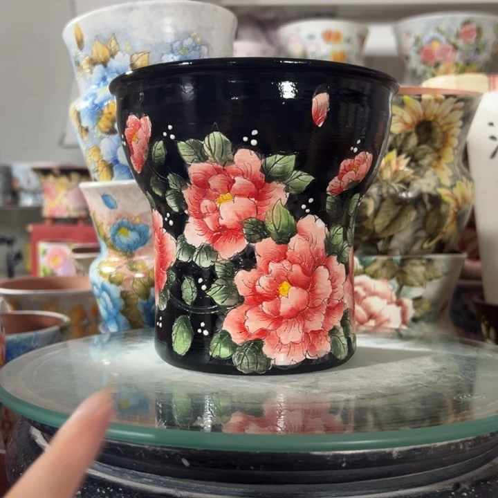 景德镇手绘花盆满38包邮偏远地区除外