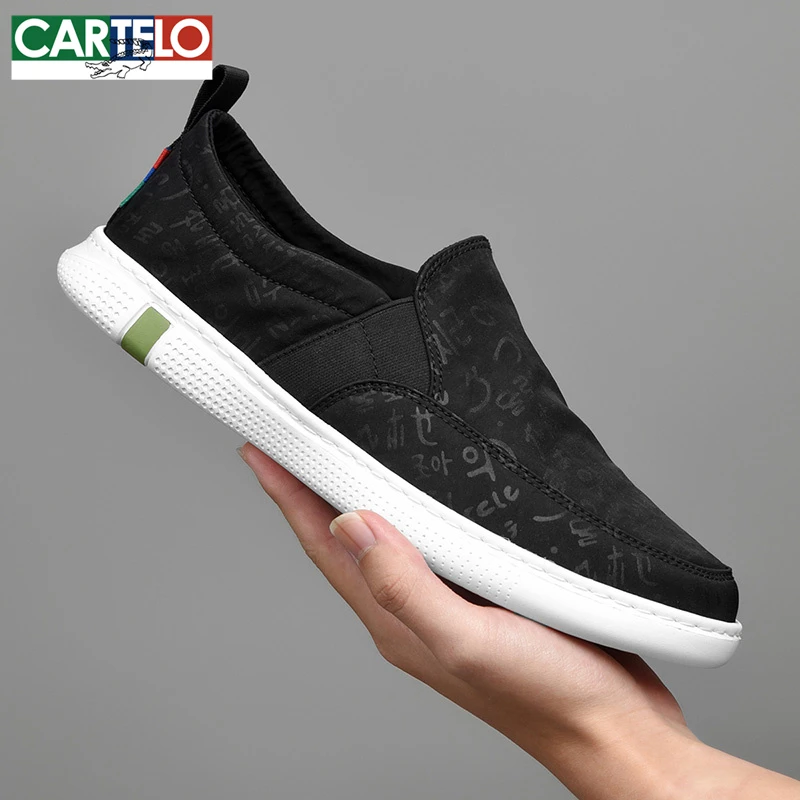 CARTELO/卡帝乐鳄鱼夏季帆布鞋男士休闲男鞋薄款一脚蹬老北京布鞋