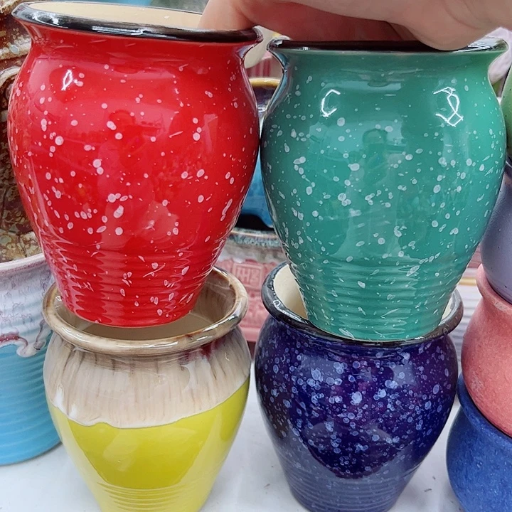 多肉绿植陶瓷花盆9.9包邮，有孔