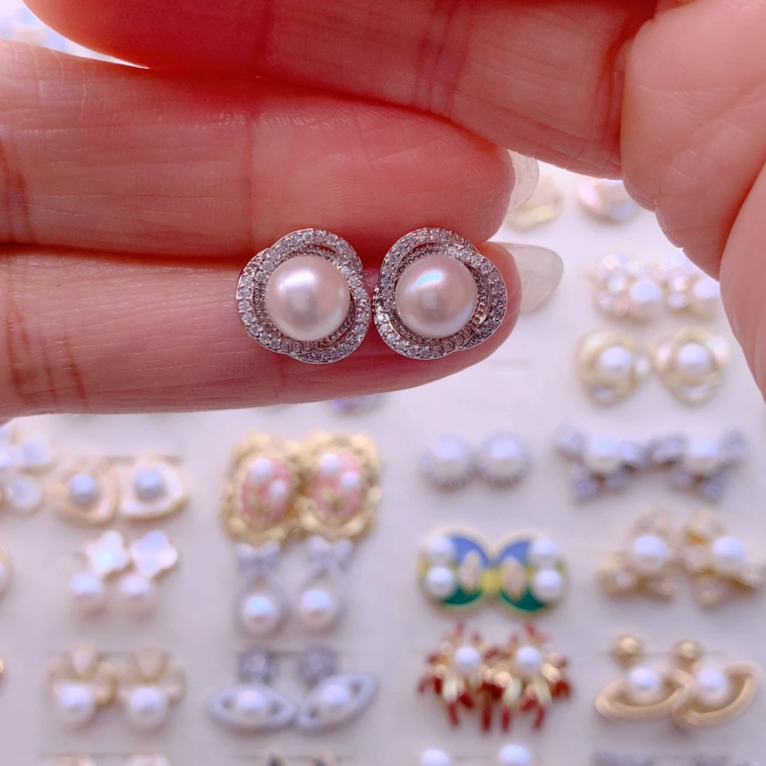 淡水珍珠耳饰合金