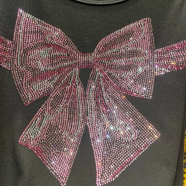 轻奢高级夏日清凉冰感棉女款修身显瘦烫钻大粉蝴蝶结背心