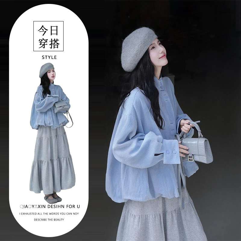 氛围感清冷套装女设计感小众外套巨好看的两件套早秋季新款半身裙