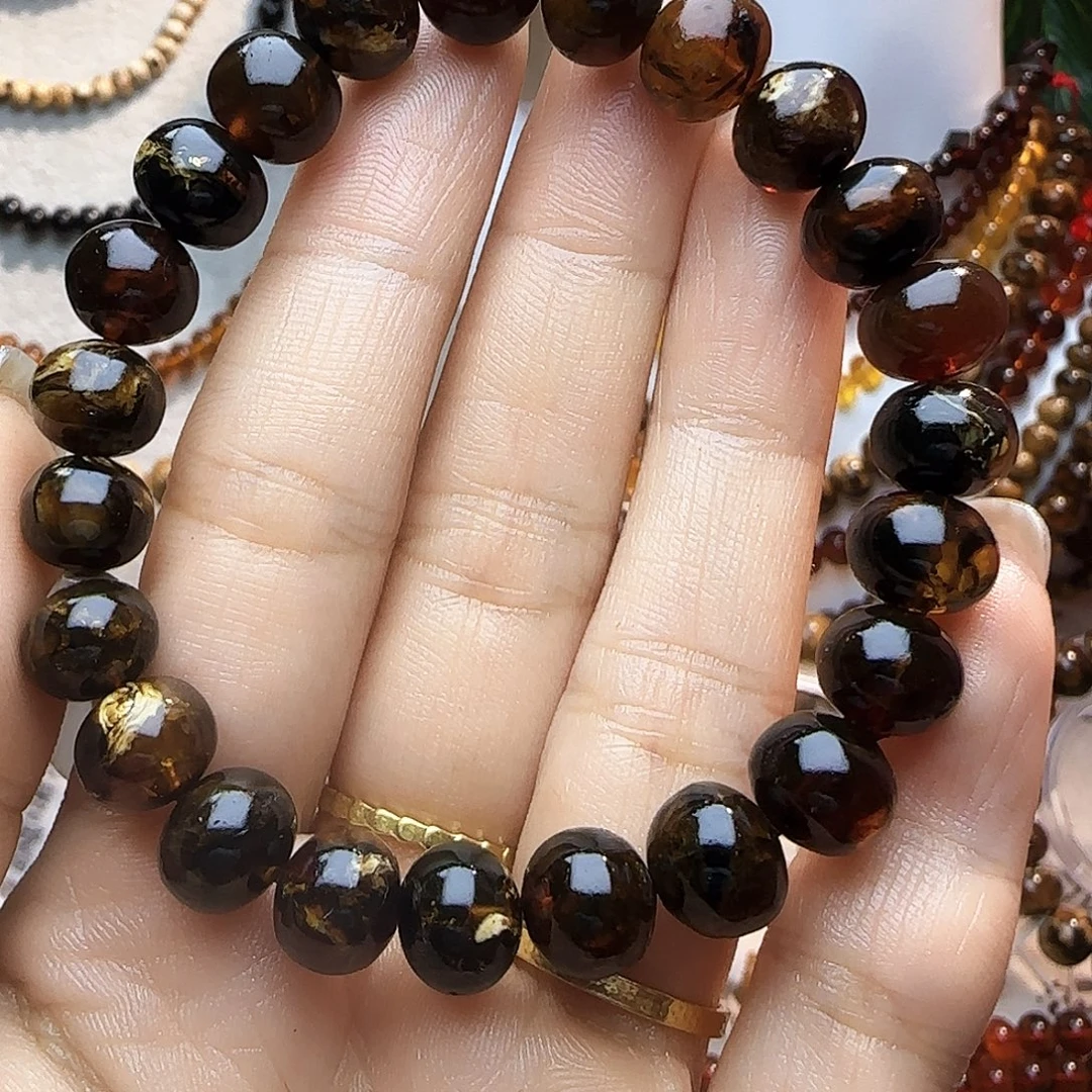 裸石琥珀未镶嵌9+黑花单圈