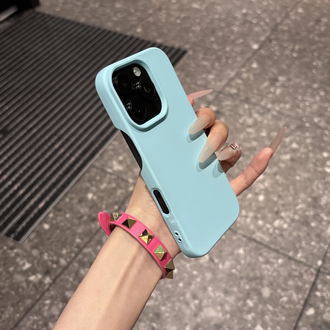 飞虎胜简约无边框纯色大孔适用iPhone15promax苹果16手机壳13软17