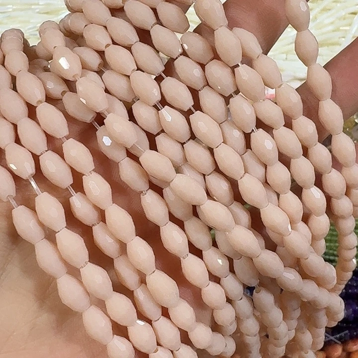 玛瑙/玉髓合金珠宝半成品5条粉色切面米珠