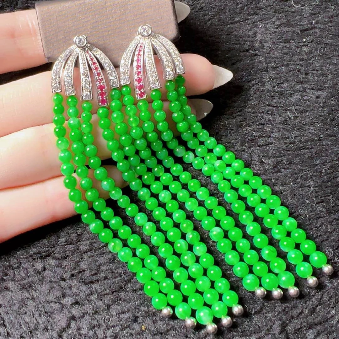 翡翠耳饰18K金镶嵌签收后24小时鉴赏期，过时不退