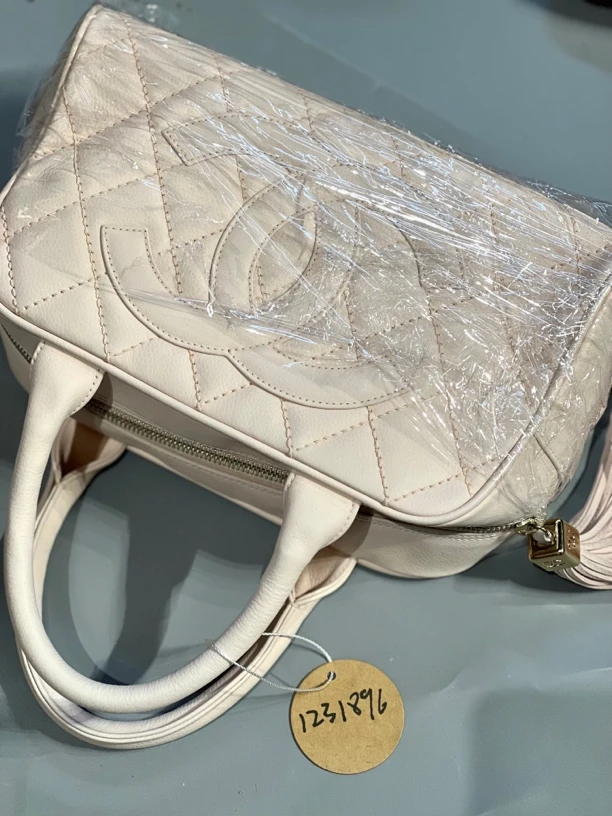 95新 Chanel/香奈儿 夏七中古/Chanel粉色保龄球手提包/1231896