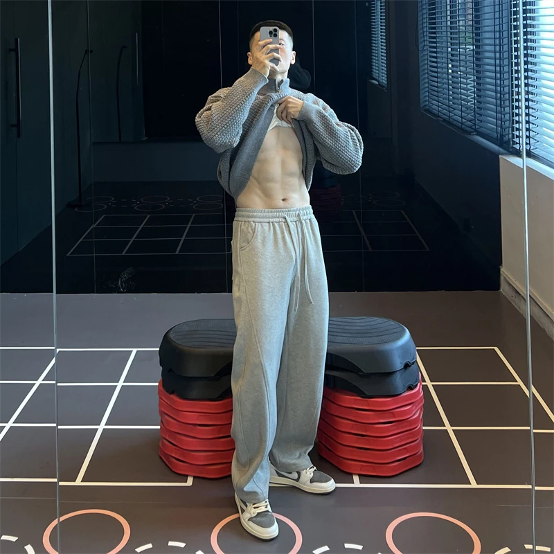 IRONTRAP运动训练弯刀松紧腰卫裤男重磅保暖防风长裤宽松裤子秋冬