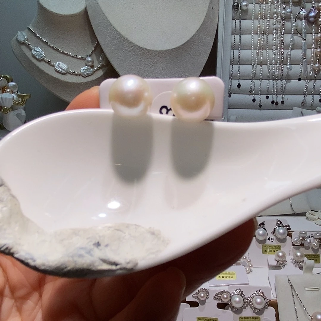 淡水珍珠耳饰银S925镶嵌素耳钉