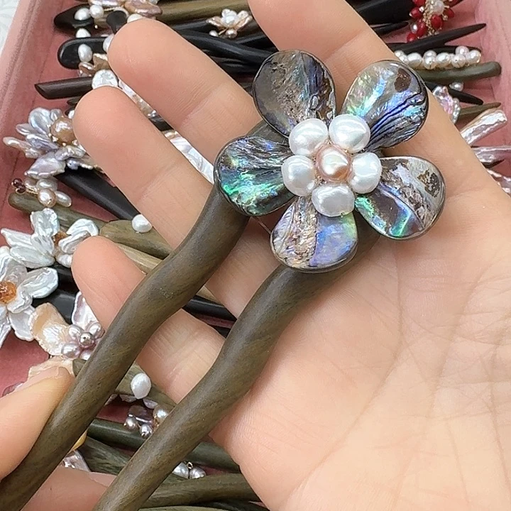 淡水珍珠发饰银S925镶嵌