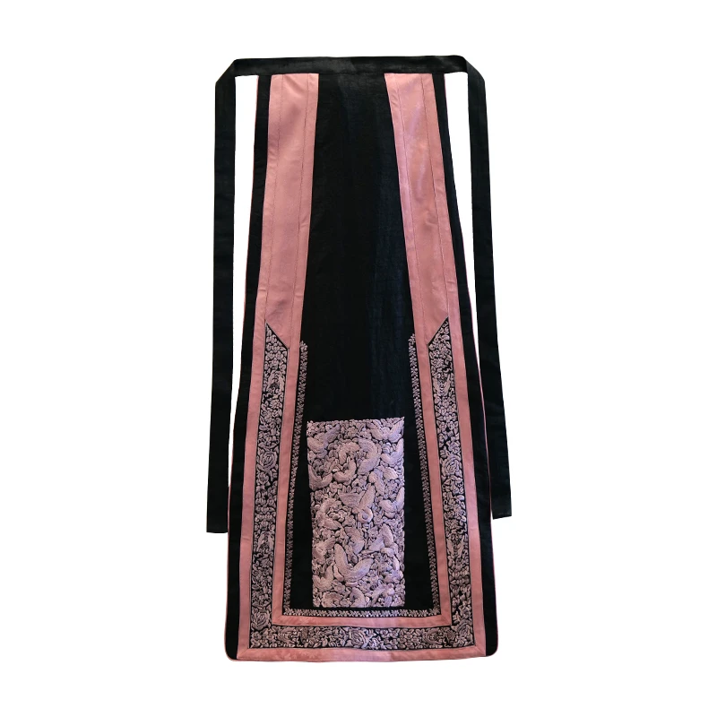 SUOER/娑尔100桑蚕丝黑底粉色蝶恋花刺绣香云纱片裙SH4BB02651