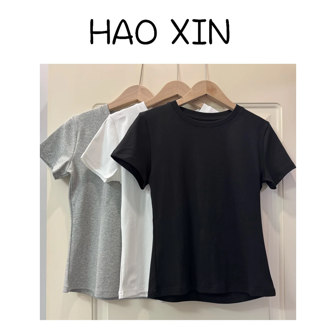 HX 美式极简‖圆领正肩显瘦百搭短款上衣