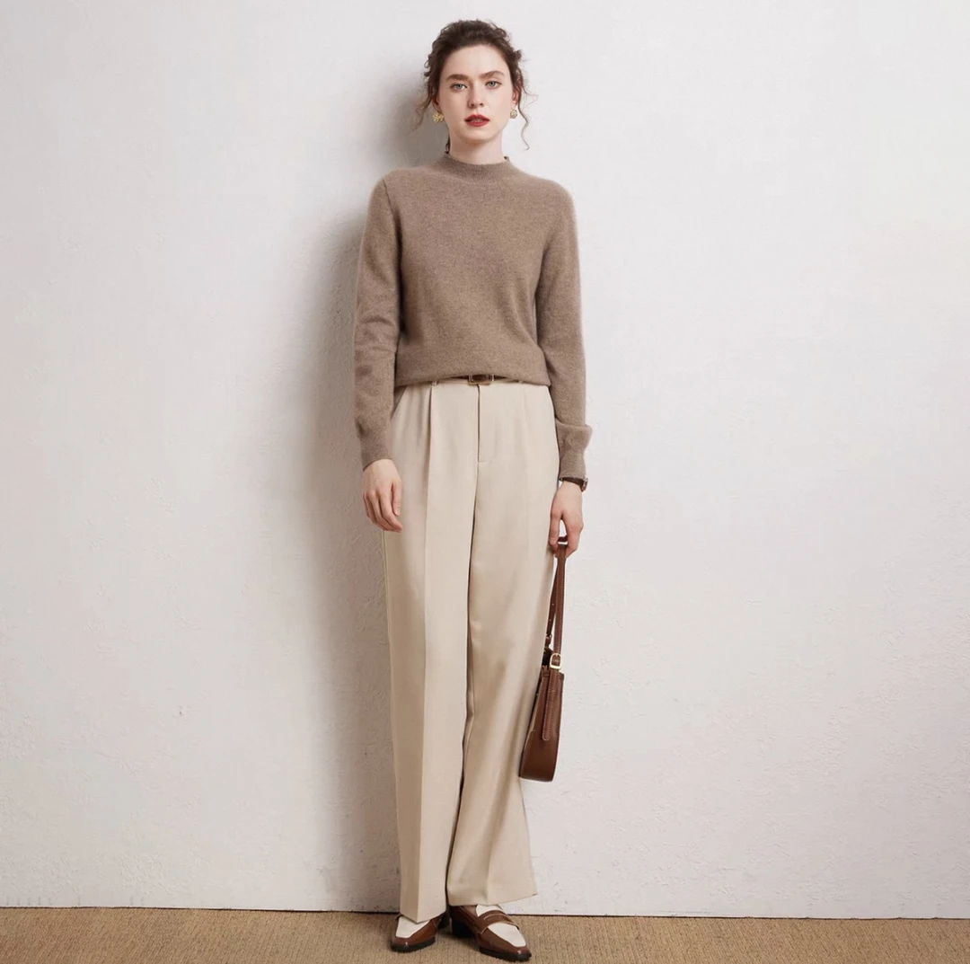 专柜同款山羊绒衫百搭基础纯色女款内搭外穿H版遮肉显瘦小衫