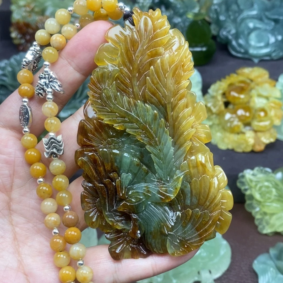 白***雅未镶嵌蛇纹石玉吊坠(赠链)